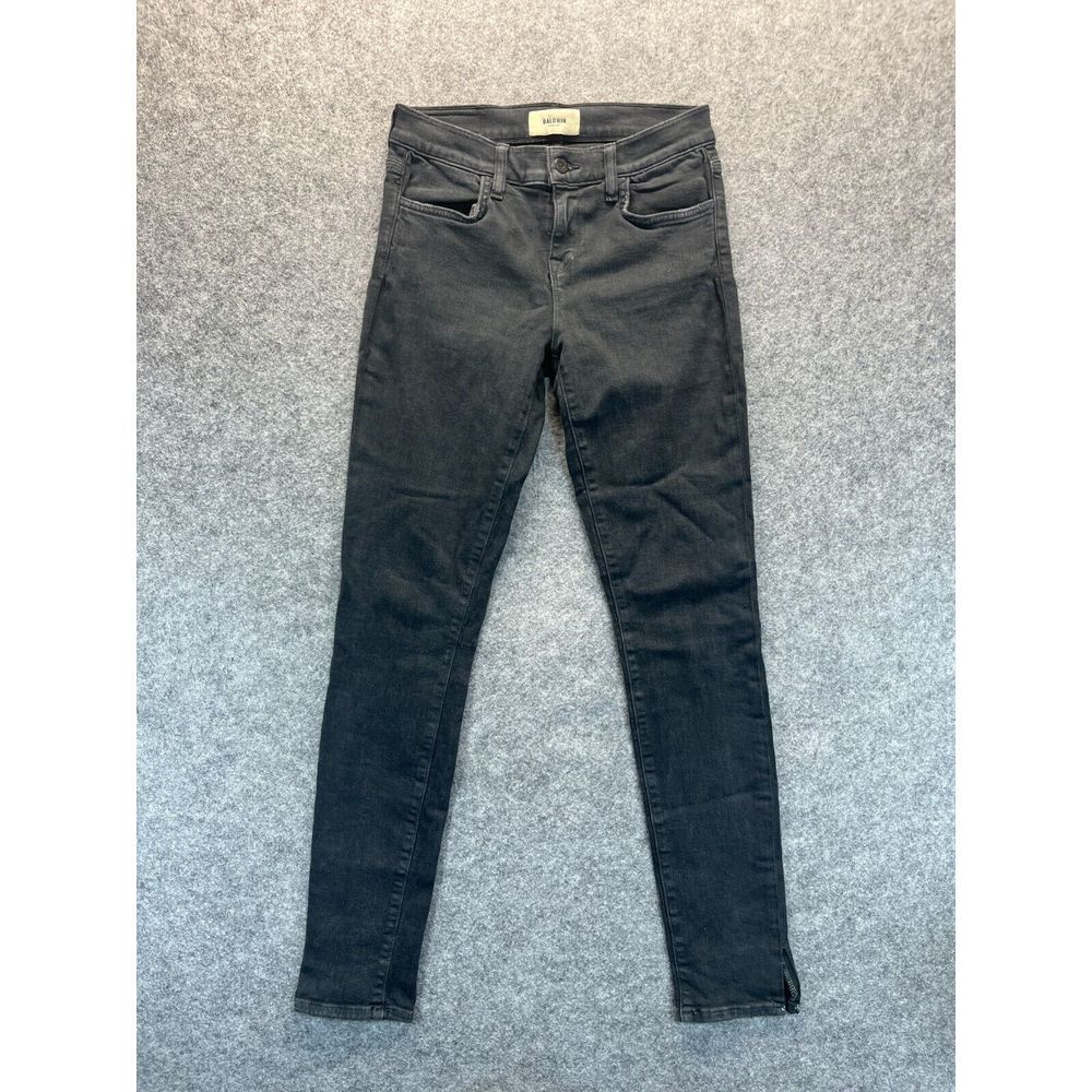 Baldwin Jeans Women's 27 Sophia Mid Rise Skinny Smoke Black Stretch‎ Denim Jeans